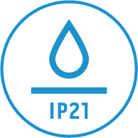 Χάρη στην προστασία IP 21 από τις σταγόνες νερού μπορείτε να το χρησιμοποιήσετε και στο μπάνιο ή στον χώρο του πλυσταριού!